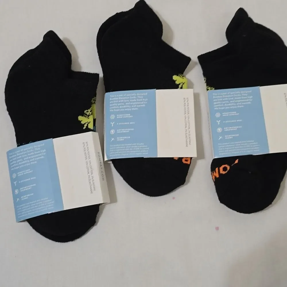 Bombas Black Athletic‎ Socks with Color Accents S